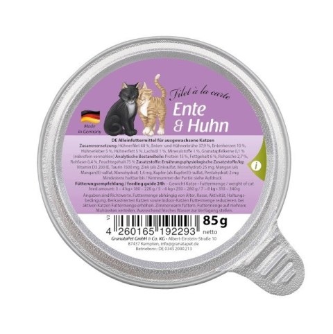 GranataPet Filet a la carte kaczka z kurczakiem karma mokra dla kota 85g