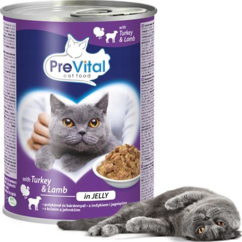PREVITAL indyk-jagnięcina kawałki w galaretce dla kota 415g x 2szt