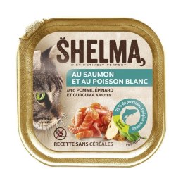 SHELMA Alucup - pełnoporcjowa bezzbożowa karma dla dorosłych kotów. Z łososiem i białą rybą 100g
