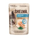 SHELMA saszetka - pełnoporcjowa bezzbożowa karma dla dorosłych kotów. Z łososiem, dorszem, wołowiną i kurczakiem 4x85g
