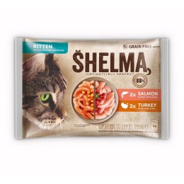 SHELMA saszetki dla kociąt. Z indykiem i łososiem 4x85g