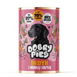 DOBRY PIES Indyk z morelą i bazylią mokra karma dla psa 400g