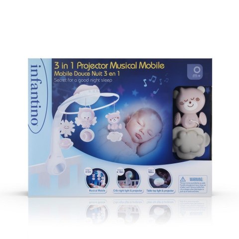 Infantino Muzyczna karuzelka 3w1 pudrowy róż B-kids