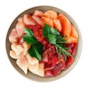 SHELMA saszetka - pełnoporcjowa bezzbożowa karma dla dorosłych kotów. Z łososiem, dorszem, wołowiną i kurczakiem 4x85g