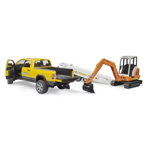 Auto Dodge RAM 2500 Service z przyczepką i mini koparką BRUDER