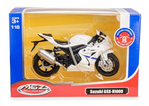Motocykl 1:18 SUZUKIX STI 20 GSX-R1000 biały Daffi