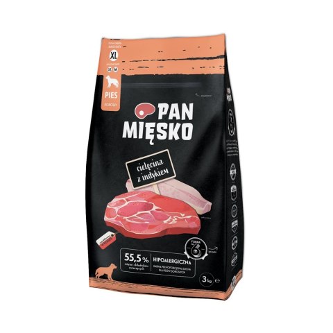 Pan Mięsko Cielęcina z indykiem sucha karma dla psa chrupki XL 3kg