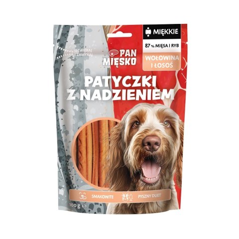 Pan Mięsko Przysmak dla psa Patyczki z nadzieniem Wołowina i łosoś 100g