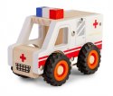 Drewniane auto z oponami Ambulans Daffi