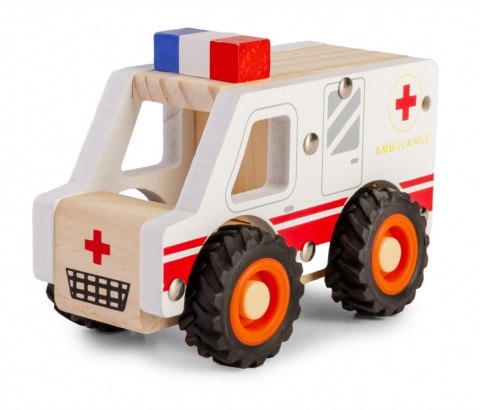Drewniane auto z oponami Ambulans Daffi