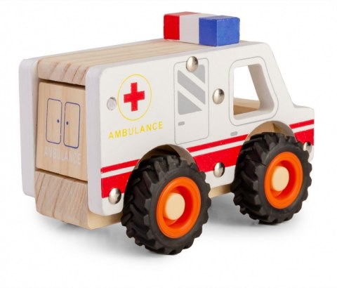 Drewniane auto z oponami Ambulans Daffi