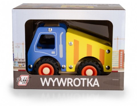 Drewniane auto z oponami Wywrotka Daffi