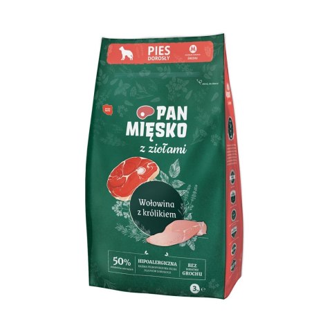 Pan Mięsko Wołowina z królikiem karma sucha dla psa 3kg
