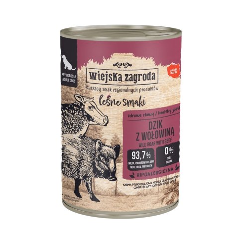 Wiejska Zagroda Dzik z wołowiną karma mokra dla psa 400g