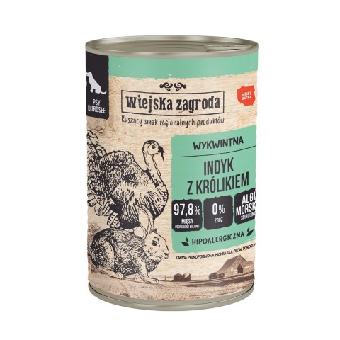 Wiejska Zagroda Indyk z królikiem karma mokra dla psa 400g