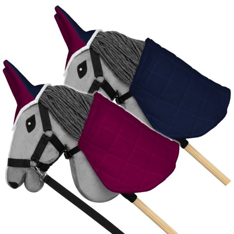 Zestaw Skippi - Hobby Horse Szary - Derka fuksja i granat - Kantar lawenda