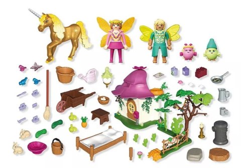 Zestaw z figurkami Princess Magic 71838 Przytulny dom wróżek i złoty jednorożec Playmobil