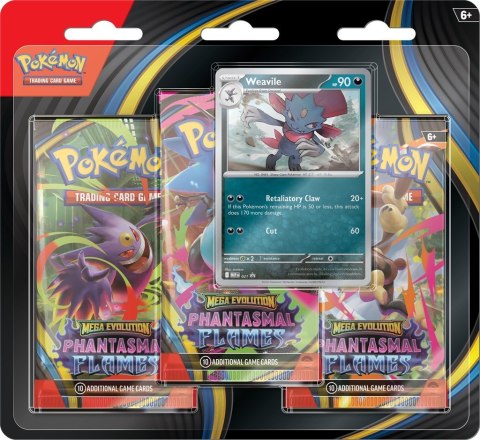 Karty Mega Evolution - Phantasmal Flames - 3-Pack Blister - Weavile Pokemon TCG