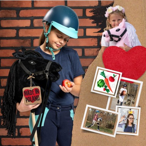 Hobby Horse A3 Skippi duży czarny, czerwony kantar, wodze, mufka