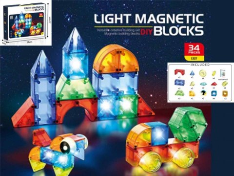 Klocki magnetyczne świecące 32 elementy Madej