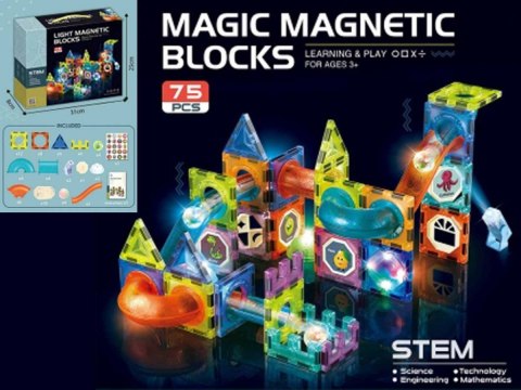 Klocki magnetyczne świecące 75 elementów Madej