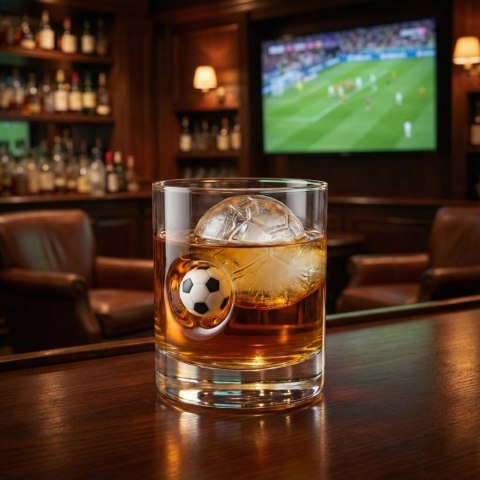 Szklanka do whisky z piłką i podkładka piłka