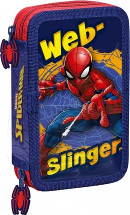Piórnik dwukomorowy z wyposażeniem Spiderman czerwony-niebieski Kids Euroswan