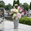 Bukiet flakon wkład do wazonu stroik na cmentarz sztuczne kwiaty