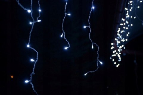 KURTYNA ŚWIETLNA 300 LED LAMPKI BIAŁE ZIMNE FLASH SOPLE 300 LAMPEK