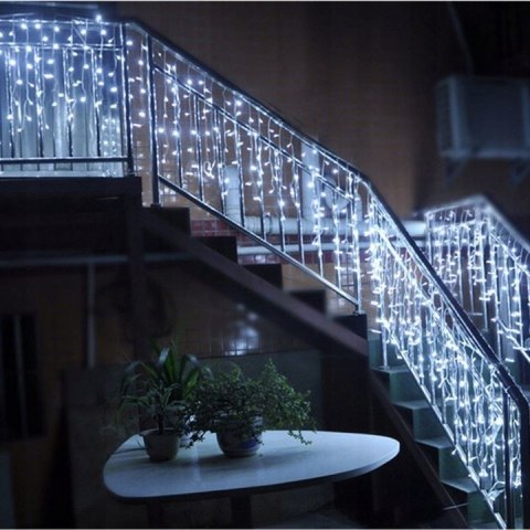 KURTYNA ŚWIETLNA 300 LED LAMPKI BIAŁE ZIMNE FLASH SOPLE 300 LAMPEK