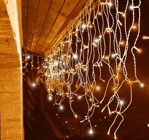 KURTYNA ŚWIETLNA LAMPKI ŚWIĄTECZNE SOPLE 300 LED CIEPŁY BIAŁY + FLASH