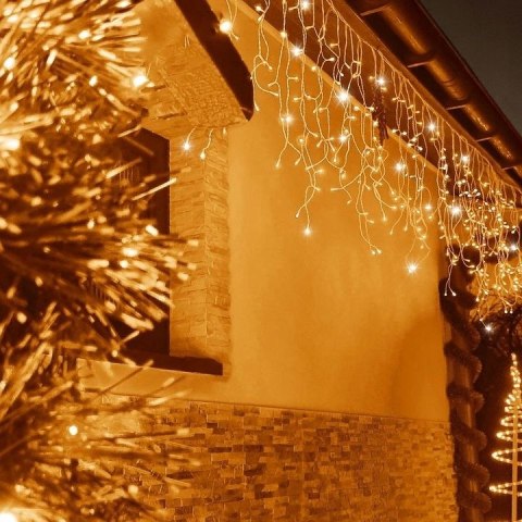 KURTYNA ŚWIETLNA LAMPKI ŚWIĄTECZNE SOPLE 300 LED CIEPŁY BIAŁY + FLASH