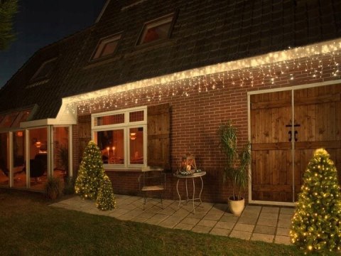 KURTYNA ŚWIETLNA LAMPKI ŚWIĄTECZNE SOPLE 300 LED CIEPŁY BIAŁY + FLASH