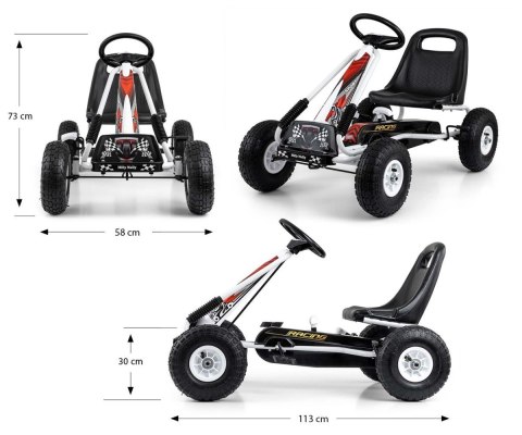 Gokart na pedały Thor Biały Milly Mally