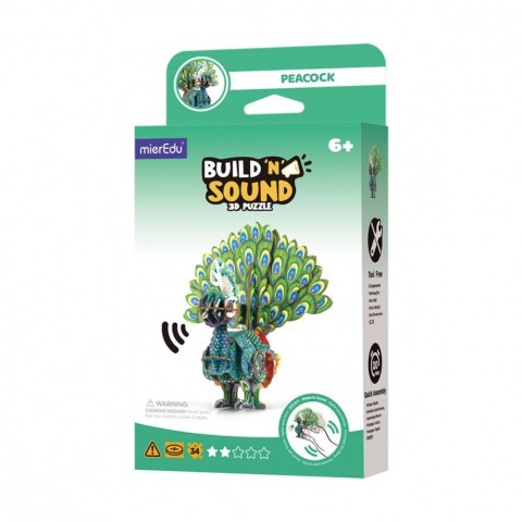 Puzzle 3D MierEdu Buduj i słuchaj - Paw MG DYSTRYBUCJA
