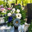Bukiet flakon wkład do wazonu stroik na cmentarz sztuczne kwiaty