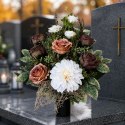 Premium stroik na cmentarz bukiet nagrobny obciążony czekoladowy brąz