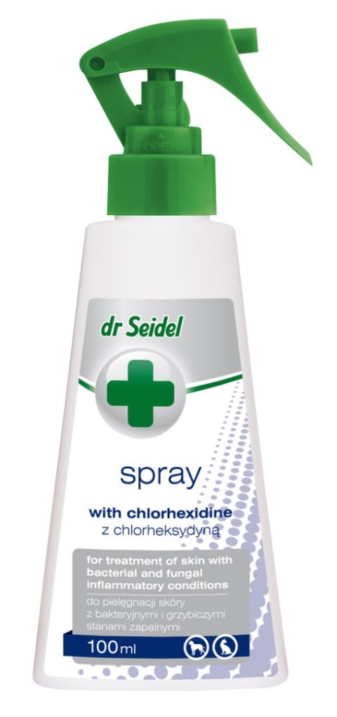 DR SEIDEL SPRAY Z CHLORHEKSYDYNĄ do skóry z bakteryjnymi i grzybiczymi stanami zapalnymi 100ml