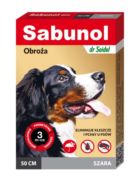 SABUNOL obroża szara przeciw pchłom i kleszczom dla psów 50cm