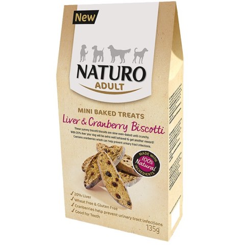 NATURO MINI TREATS - BISCOTTI - wątróbka i żurawina 135 g
