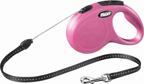 FLEXI NEW CLASSIC smycz automatyczna dla psa, linka 5m, rozm. S do 12kg, różowa