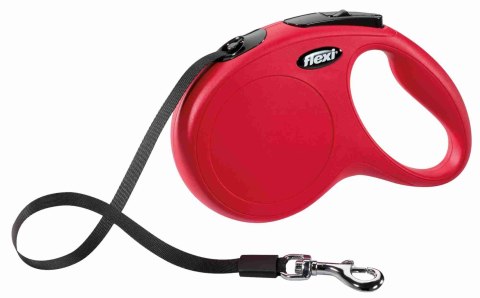 FLEXI NEW CLASSIC smycz automatyczna dla psa, taśma 5m, rozm. M do 25kg, czerwona