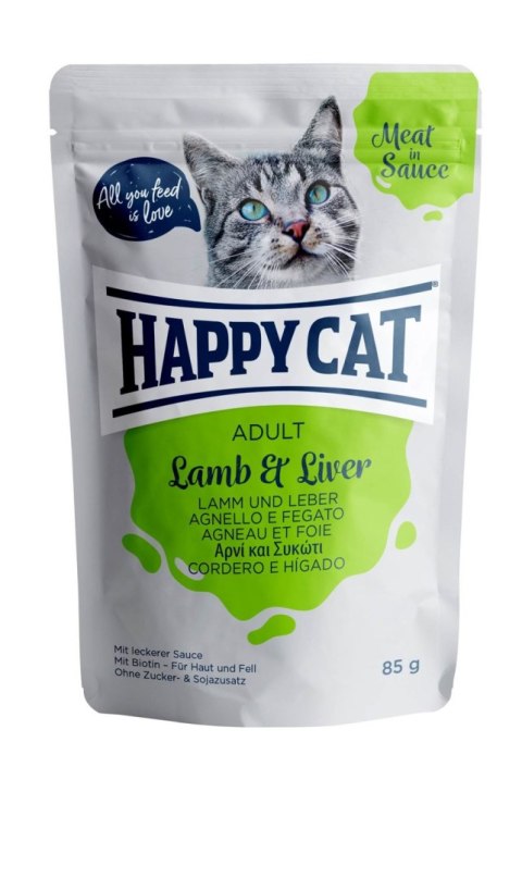 HAPPY CAT Saszetka Adult Jagnięcina i Wątróbka w sosie 85g