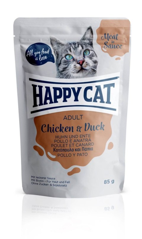 HAPPY CAT Saszetka Adult Kurczak i Kaczka w sosie 85g