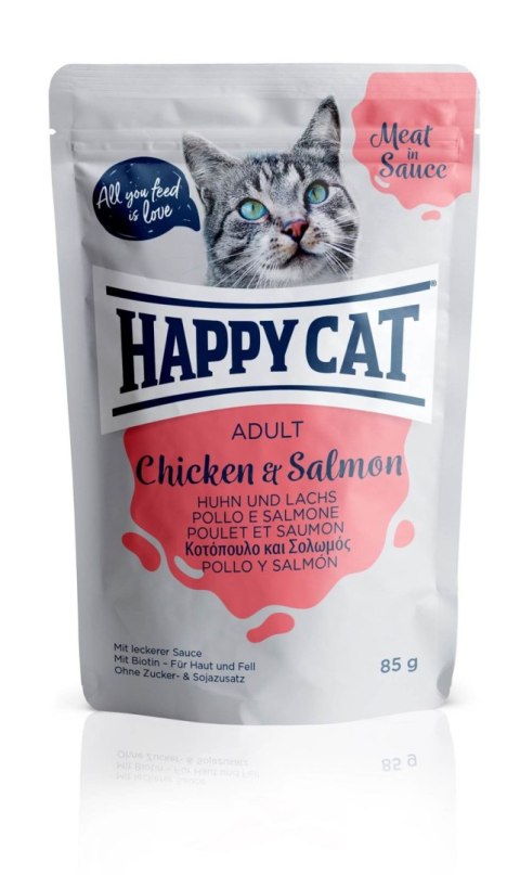 HAPPY CAT Saszetka Adult Kurczak i Łosoś w sosie 85g