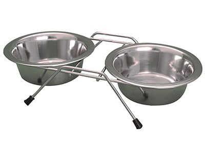 BARRY KING Chromowany stojak z miskami 0,45l [BK-18312]