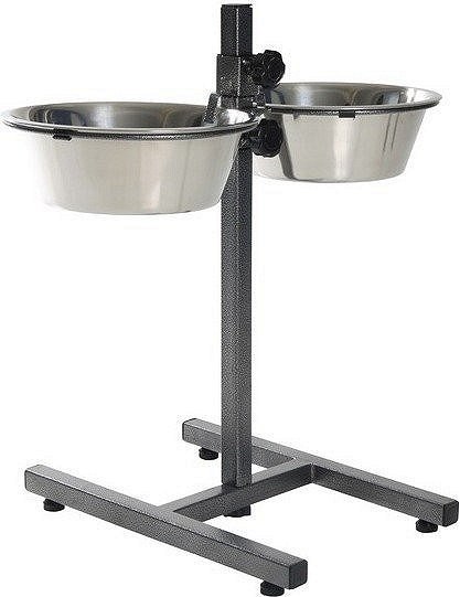 BARRY KING Metaliczny stojak regulowany z miskami 2,8l [BK-18342]