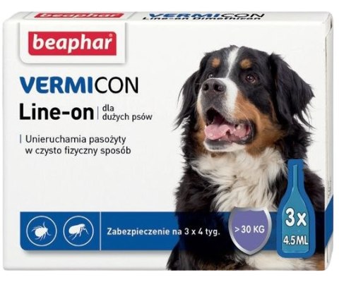 BEAPHAR VERMICON LINE-ON DOG L 4,5ML - 3 pipety kropli przeciwpchłowych dla psów