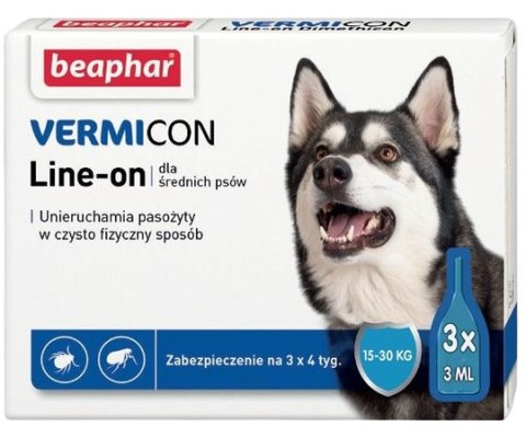 BEAPHAR VERMICON LINE-ON DOG M 3ML - 3 pipety kropli przeciwpchłowych dla psów