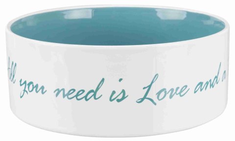 TRIXIE Miska ceramiczna Pet's Home, 0.3 l/o 12 cm, kremowa/jasnoniebieska [TX-25050]